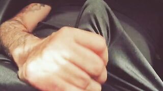 The man's hand glides along and strokes the barrel