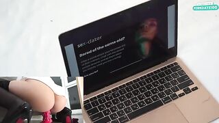 An employee is being fucked on her black stockings right at the office