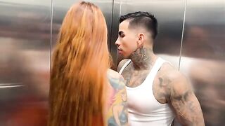 A busty Latina has sex in the elevator with her neighbor