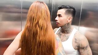 A busty Latina has sex in the elevator with her neighbor