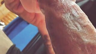 A girl with a silicone mouth works outdoors and sucks passionately, just like in steamy homemade videos