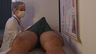 The doctor is checking the patient's condition, and things heat up