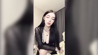 A girl with pink pussy plays with a dildo and orders you to lick