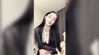 A girl with pink pussy plays with a dildo and orders you to lick