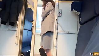 A couple enjoys a passionate and risky encounter on the train
