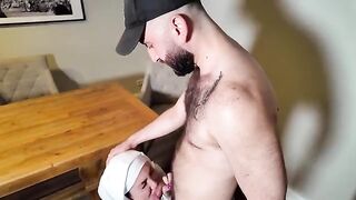 A hot 18-year-old girl gets fucked by two muscular men