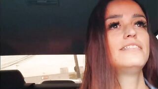 The road is empty, the car is full of moans - a daring public encounter