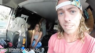 A hot chick is fucking on the city streets in a daring way