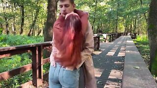 Couple have public anal sex with a butt plug