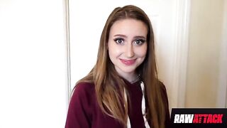 Petite teen Laney Grey loves huge cocks, showcasing her trimmed style