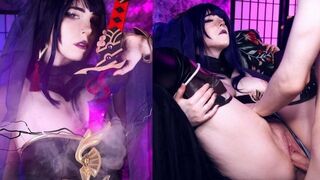 MollyRedWolf's secret quest scene as Raiden Shougun from Genshin Impact