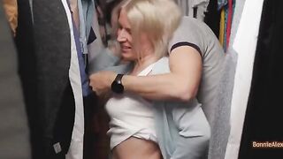 Amateur couple have spontaneous sex in the dressing room without preparation