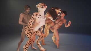 Big cock monster makes an orgy with wild life