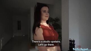 A cute teen babe gets fucked in a photography studio for cash