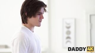 Older man seduced the nightwalker to fuck on the couch, a wild Daddy4k scene